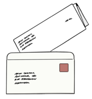 Frankierter und adressierter Briefumschlag und ein Brief