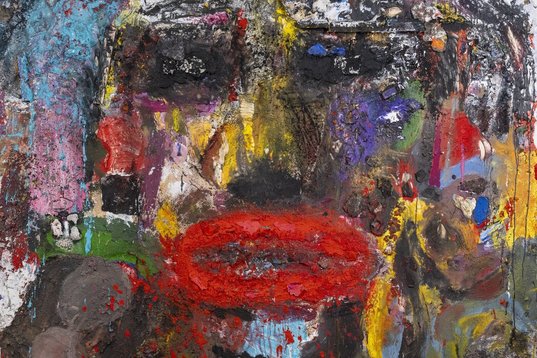 Jim Dine, Dry Ridge Portrait, 2023 , Acrylfarbe und Objekte auf Holztafel