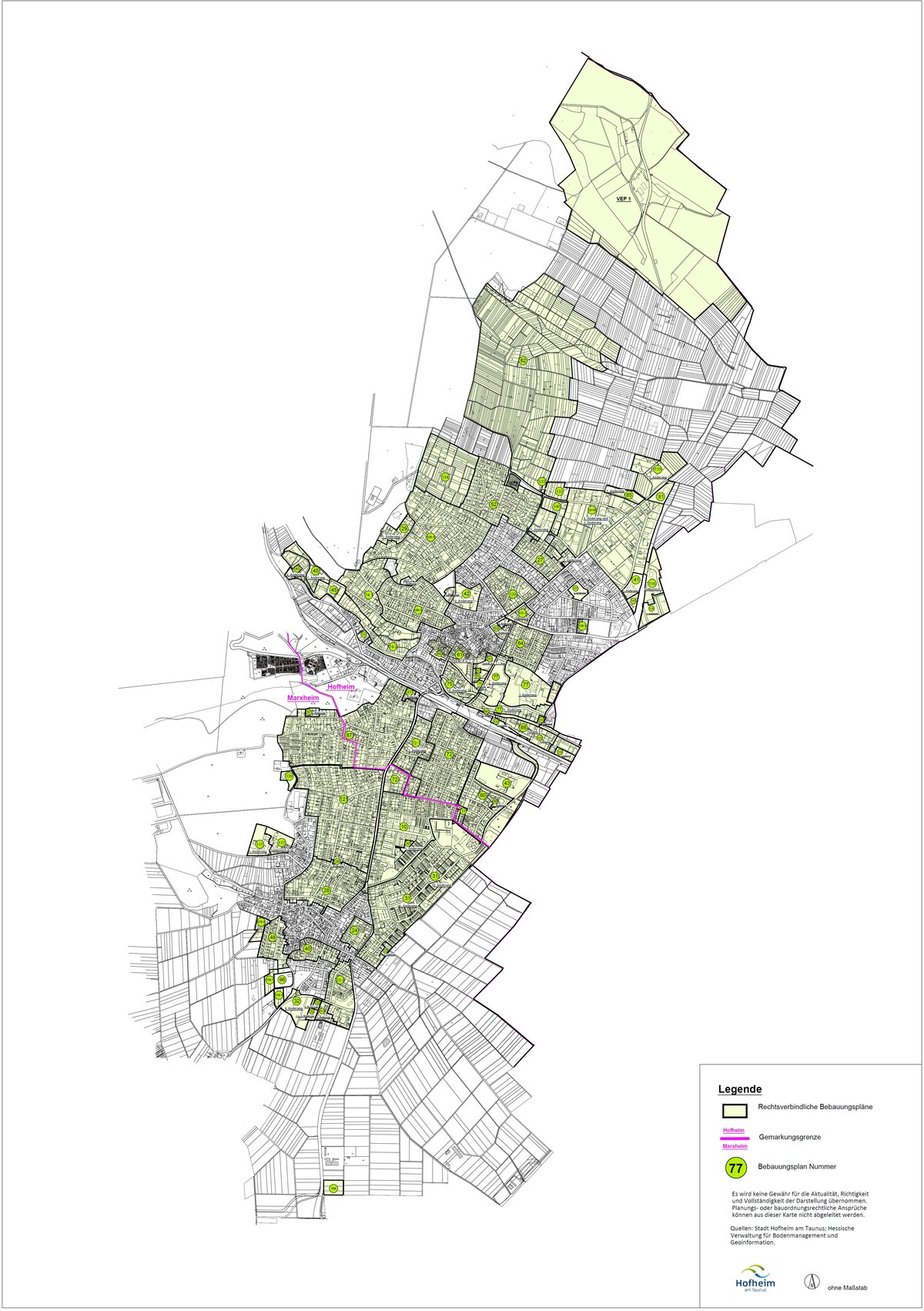 Übersichtsplan Hofheim-Kernstadt und Marxheim