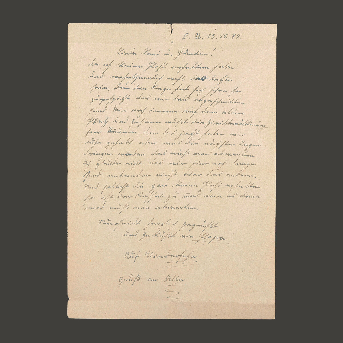 Feldpostbrief: Willys letzter Brief auf freiem Fuß, 13.11.1944