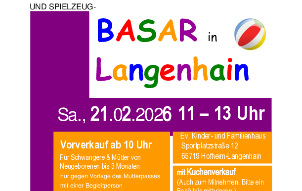 Plakat zum Kinderkleider und Spielzeug Basar Langenhain