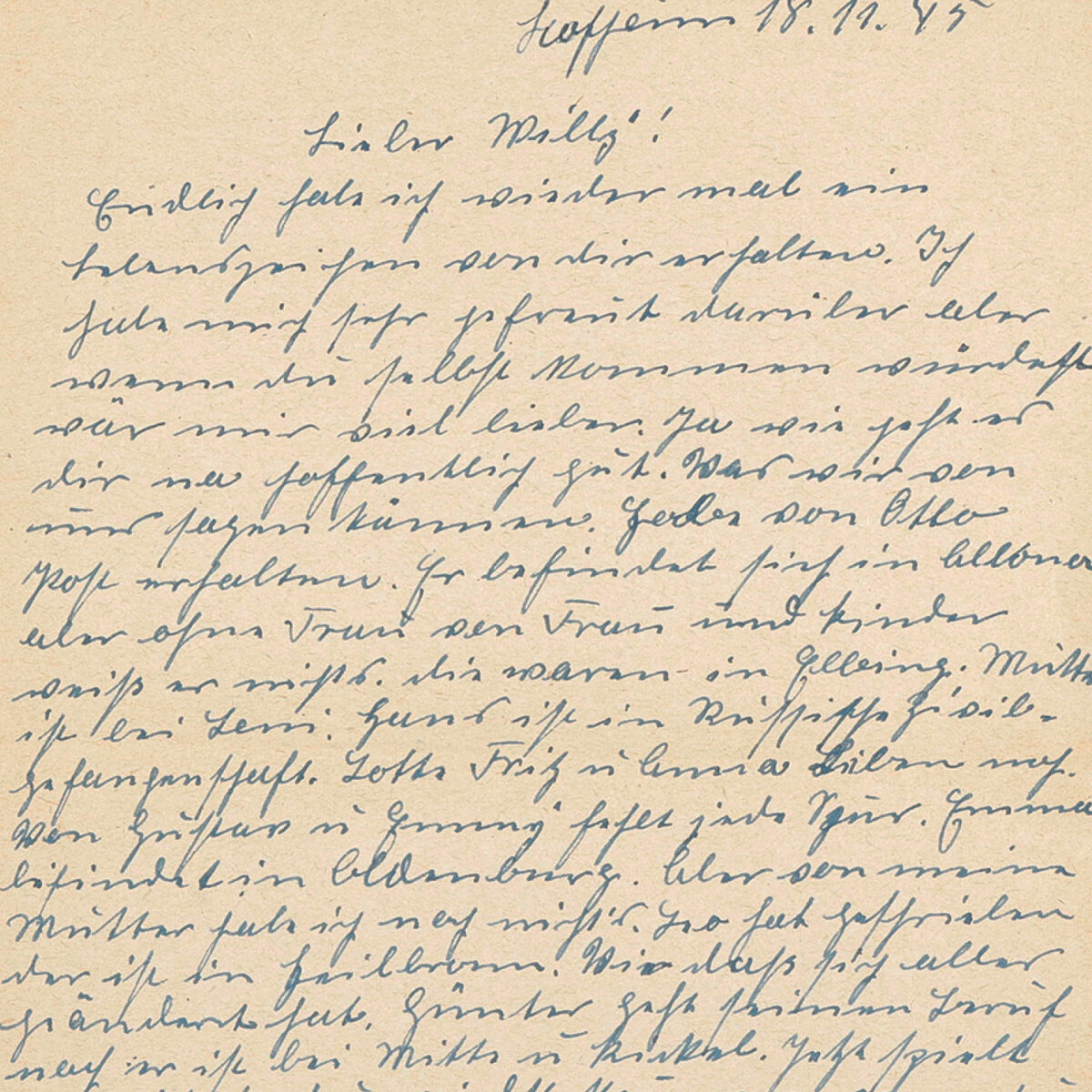 Feldpostbrief: Helene an Willy, 18.11.1945
