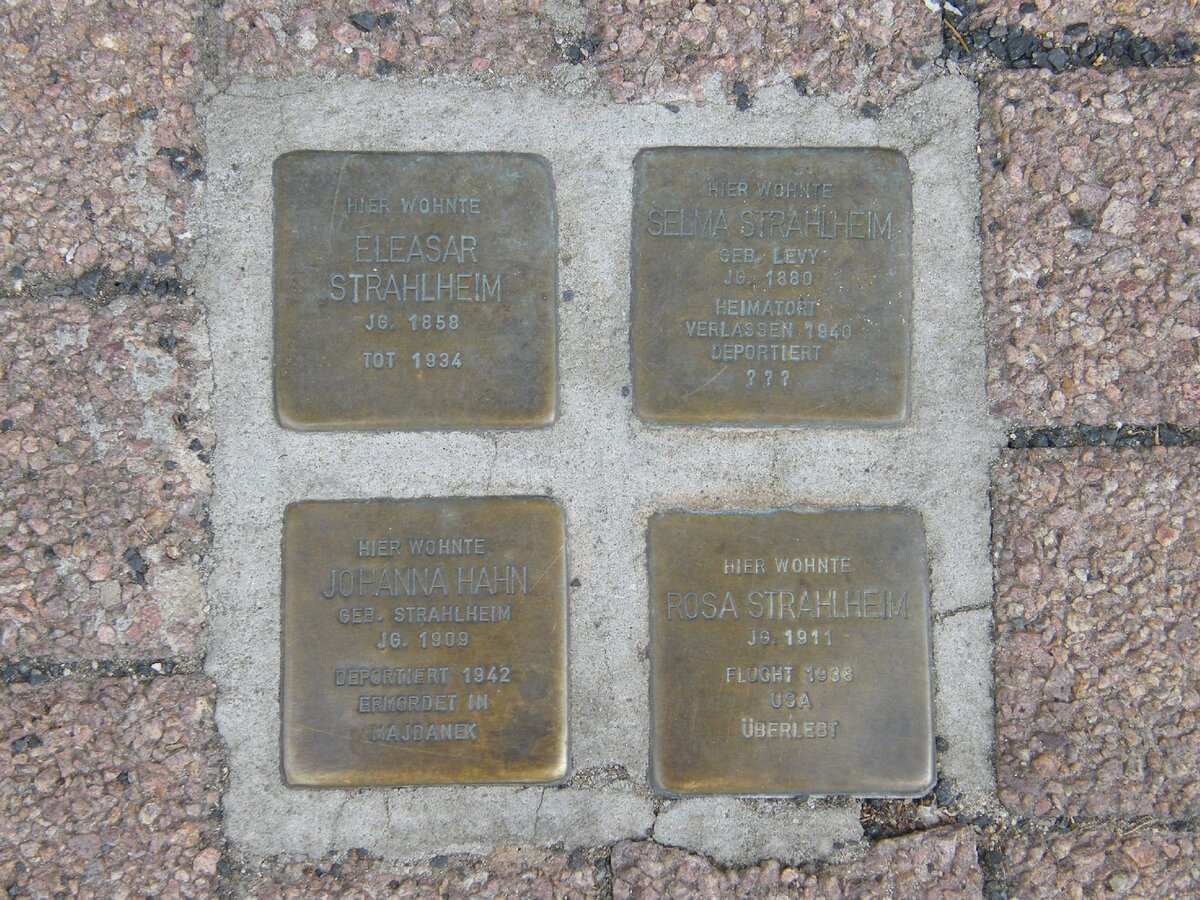 Stolpersteine Strahlheim und Hahn Am alten Bach 