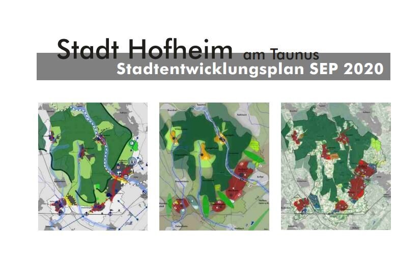 Stadtentwicklungsplan Überschrift mit 3 Karten