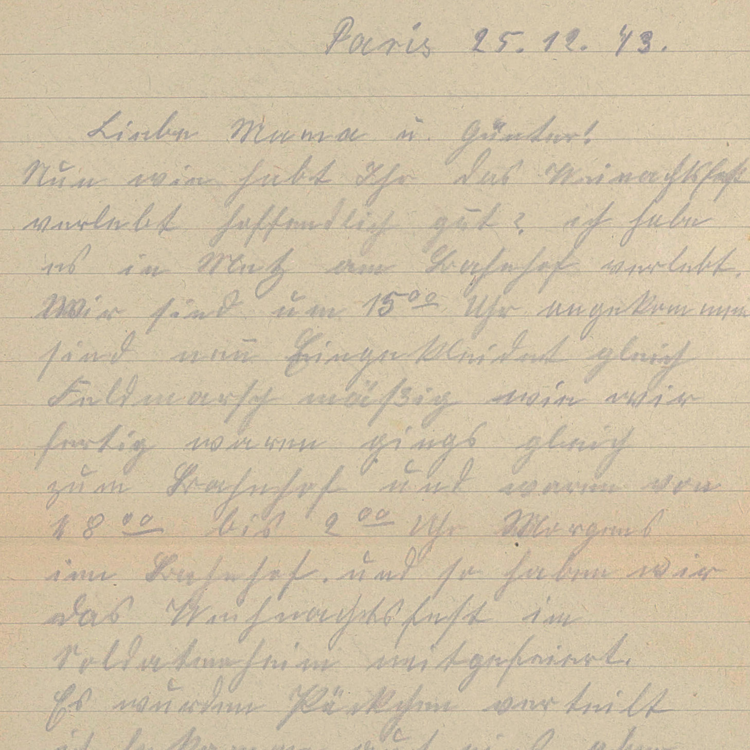 Feldpostbrief: Paris, 25.12.1943